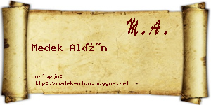 Medek Alán névjegykártya